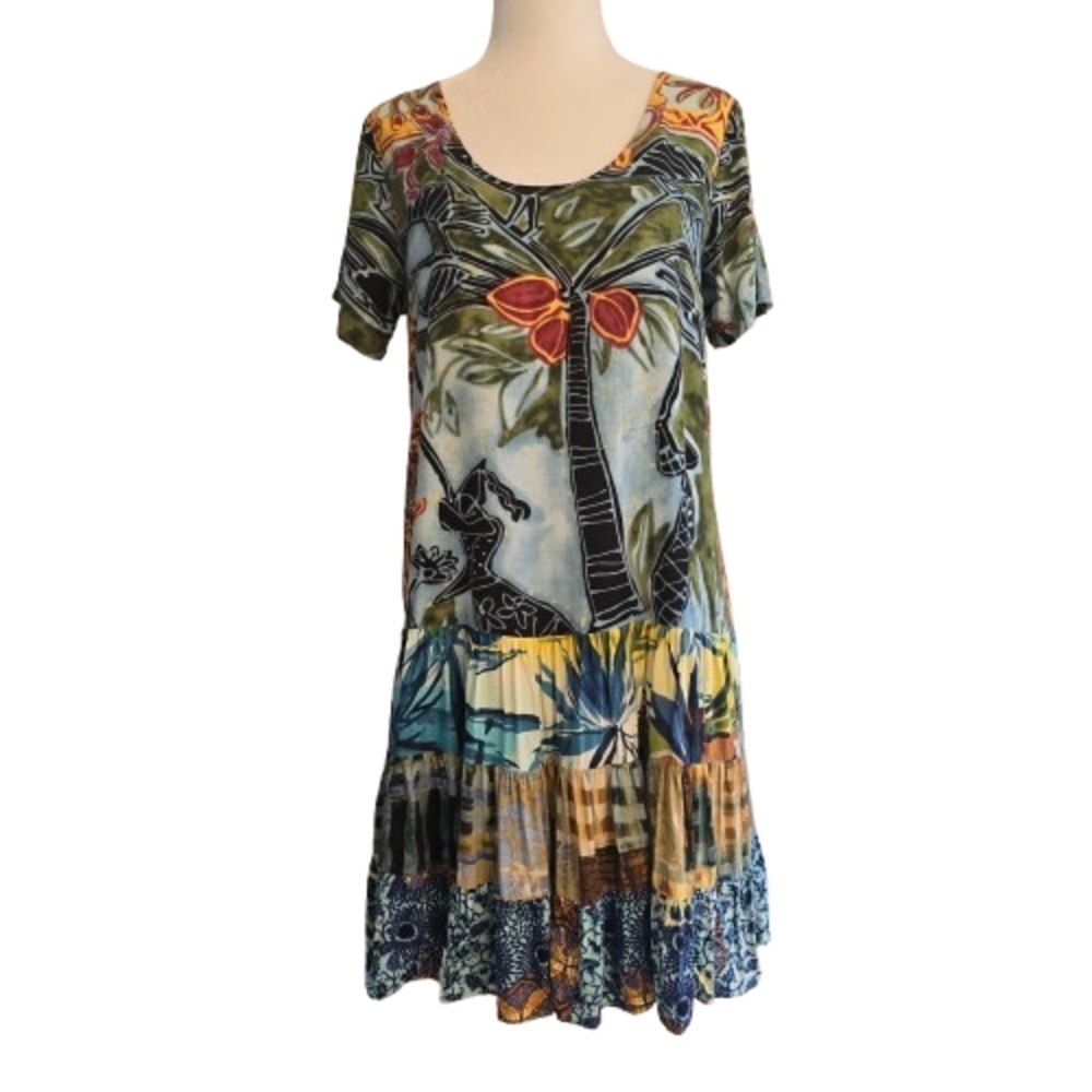 Jams World Tropical Hawaiian Print Short Sleeve Dress